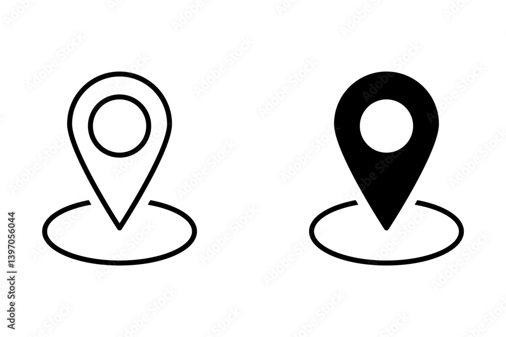 Fototapete location pin with circle, linear style icon. specific geographic location with a circular indicator.