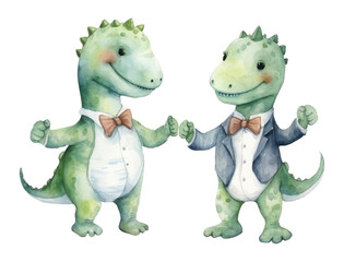 Fototapeta premium PNG Dinosaurs wearing suits cartoon animal toy.