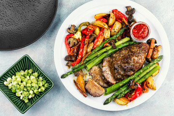 Delicious fried duck breast.