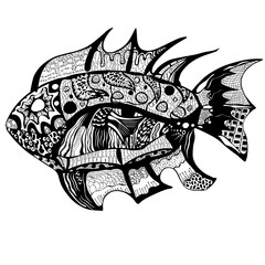 black and white fish tattoo