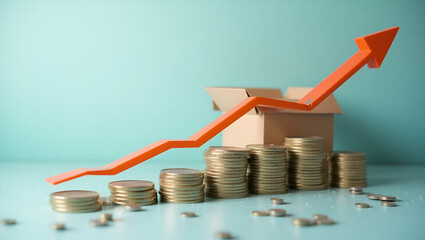 High quality visual capturing escalating cost of goods increase driven by supply chain constraints rising production inputs and inflationary market conditions affecting consumer demand. in  Photo Stoc