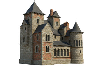 Obraz premium Isolated Medieval Stone Castle with Towers