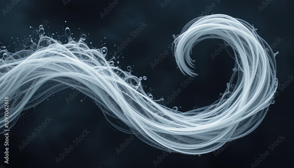 Poster dynamic water flow abstract digital art fluid motion dark environment artistic viewpoint conceptual 