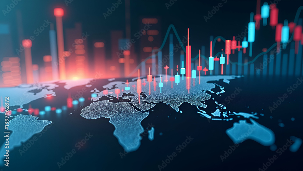 Poster visualize foreign direct investment impact with dynamic imagery of capital inflows shifting global m