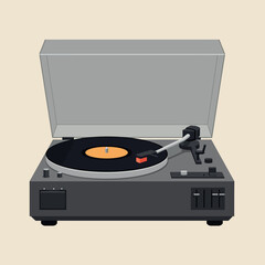 Fototapeta premium Vintage Record Player with Open Lid in Minimalist Design, Capturing Nostalgic Vibes in Vector Art