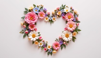 Lovely Heart Shaped Floral Arrangement of Delicate Paper Flowers for Romantic Design