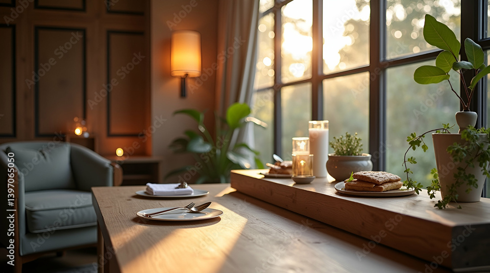 Poster dynamic service environments: elegant photo stock visuals showcasing modern guest experiences and re