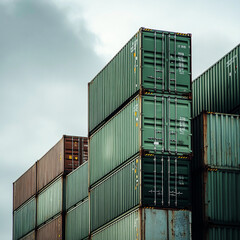 Fototapeta premium Cargo containers in port – International trade and transport.