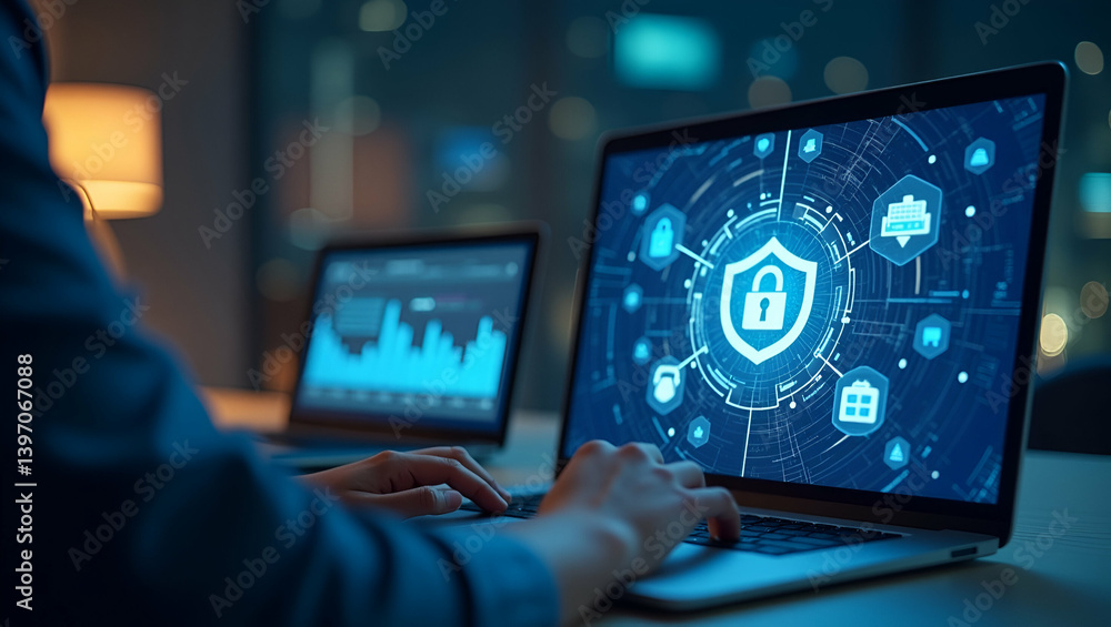 Poster dynamic secure remote work solutions: vpns, endpoint protection, mfa, encrypted collaboration, cloud