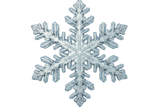 Isolated Detailed Close-up of a Single Snowflake