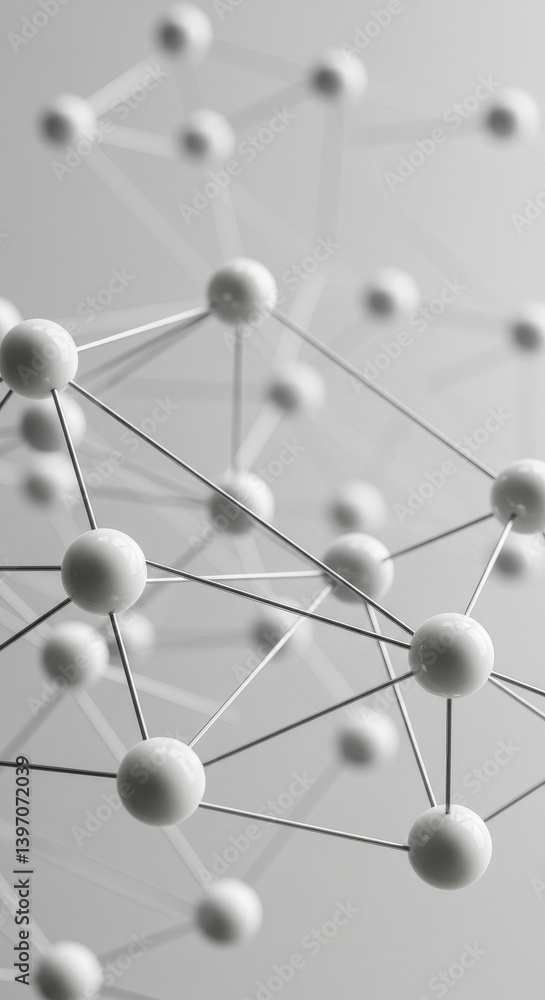 Poster network connection: abstract white sphere mesh, modern tech, data, science structure, connectivity, 