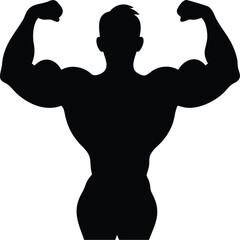 Fototapeta premium Silhouette of Muscular Bodybuilder – Double Bicep Flex and Strong Pose Graphic Design 