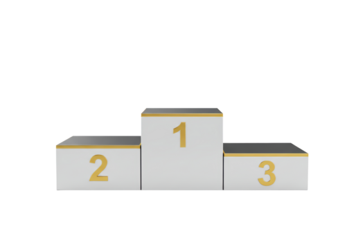 Isolated Podium with Gold Numbers for Top Achievers