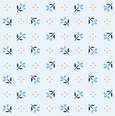 Japanese Cute Flower Leaf Fall Vector Seamless Pattern