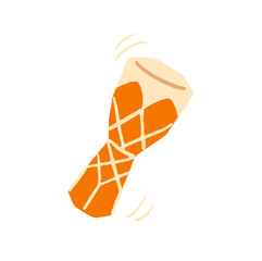 Icon of djembe. Jembe, traditional African or Latin drum. Wooden bongo with leather. Tribal percussion instrument to play music, rhythm, beat. Flat isolated vector illustration on white background