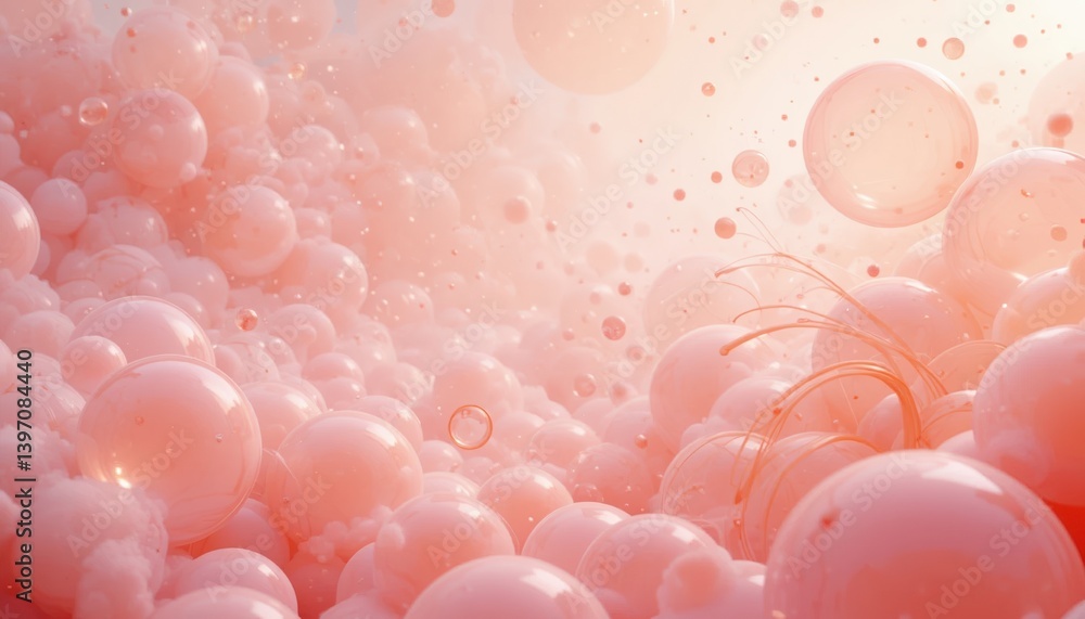 Poster abstract action of pink bubbles digital realm visual art ethereal environment close-up view conceptu