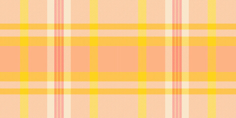 Vibrant pastel plaid pattern in peach and yellow hues. Perfect for textile designs, website backgrounds, or fashion projects. This cheerful, seamless texture evokes feelings of warmth and optimism.