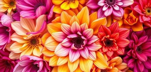 Obraz premium Intricate tapestry of flower petals, showcasing diverse textures and vibrant colors from above, overhead, wedding