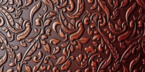 Intricate tooled leather texture with embossed floral repeat, elegant, texture