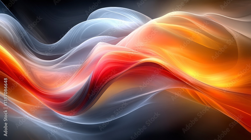 Poster abstract waves of red, orange, and blue flow seamlessly together, creating a dynamic and mesmerizing