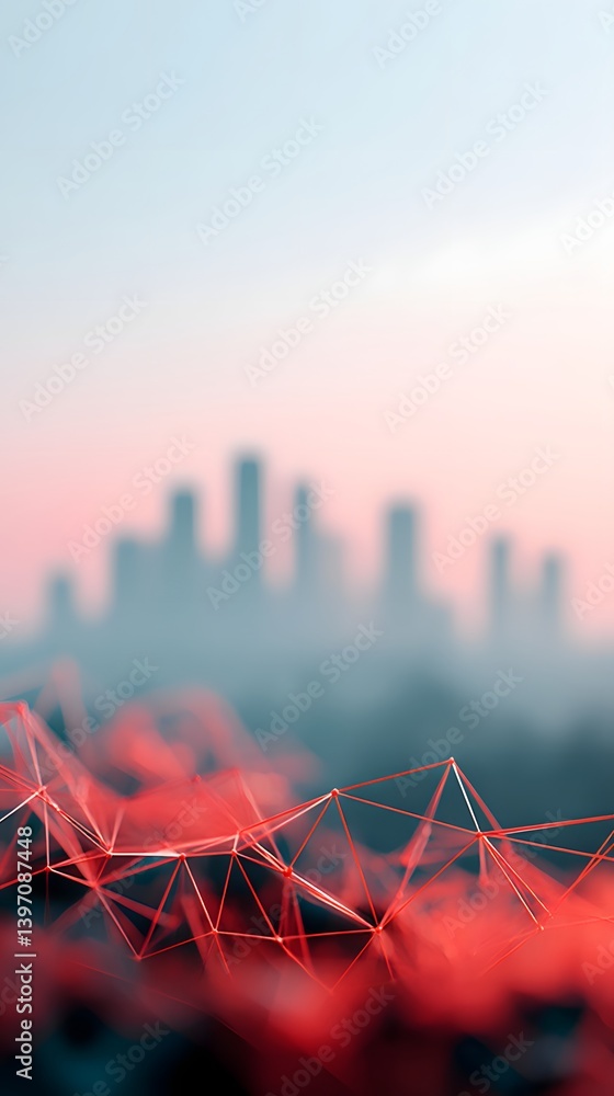 Aufkleber dynamic cityscape overlayed with digital finance network lines, abstract visual, concept of regulate