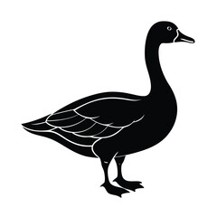Greylag Goose Silhouette Vector Art | Black and White Greylag Goose Bird Illustration