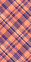 Abstract diagonal plaid pattern in muted peach and purple tones.  Perfect for textile design, website backgrounds, or fashion branding.