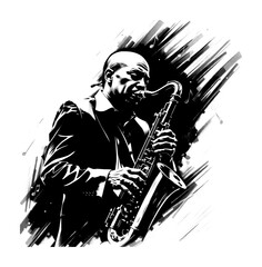 silhouette of a man playing a saxophone - jazz music (artwork 3)