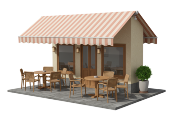 Isolated Outdoor Cafe with Tables and Chairs