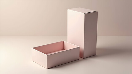 Dynamic Contemporary Packaging Box Mockup Design: Showcase Refined Details & Modern Aesthetics for Product Visualization & Brand Enhancement in Photo Stock with Left-Side Empty Space