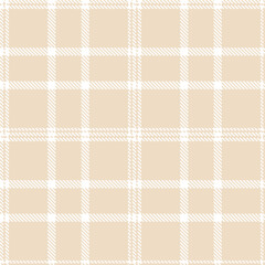 Plaid pattern seamless. Bright white & Soft light peach Tartan Textile Design. 