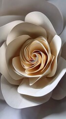 Elegant paper flower with layers and depth in light neutral colors