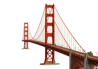 Isolated Golden Gate Bridge, San Francisco, on White Backdrop