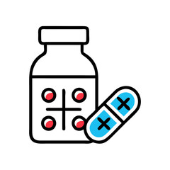 Medicine Bottle with Pills Icon Design