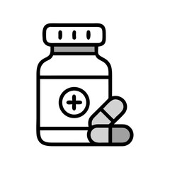 Medicine Bottle with Pills Icon Design