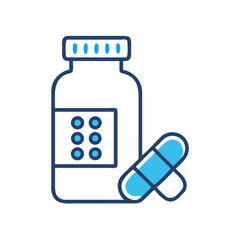 Medicine Bottle with Pills Icon Design