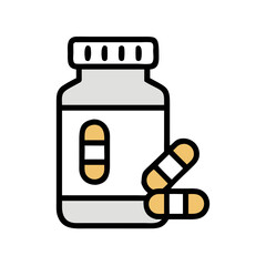Medicine Bottle with Pills Icon Design