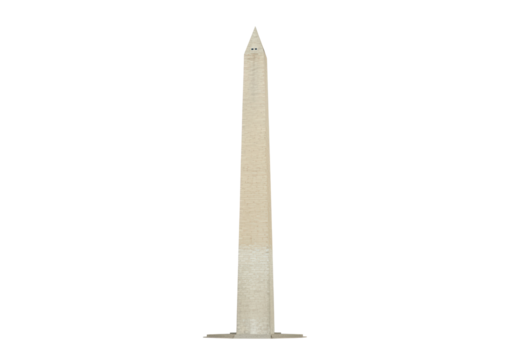 Isolated Washington Monument, Iconic Landmark on White Background