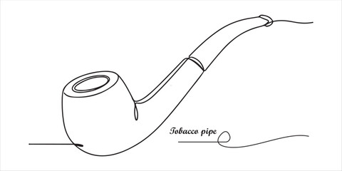 Obraz premium Tobacco pipe continuous single line art drawing sketch on white background