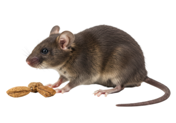 Isolated Brown Mouse Eating Nuts in Detailed Studio Shot