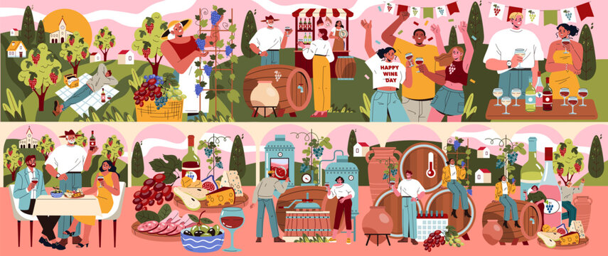 National Wine Day. Flat Vector Illustration