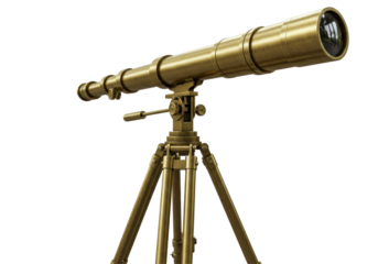 Isolated Brass Telescope on Adjustable Tripod