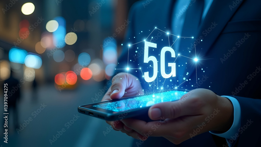 Poster elegant visual of 5g mobile connectivity revolution: enhancing real-time data transfer & versatile c