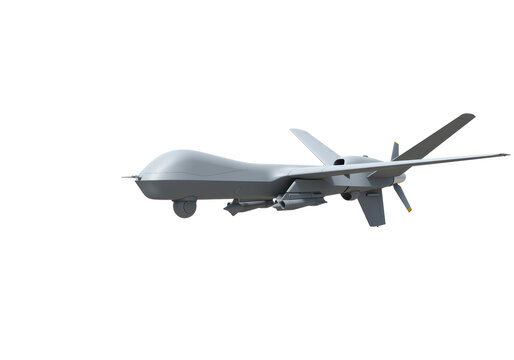 Isolated Military Drone with Missiles