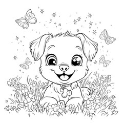 Charming kawaii dog design ideas for creative coloring book enthusiasts image