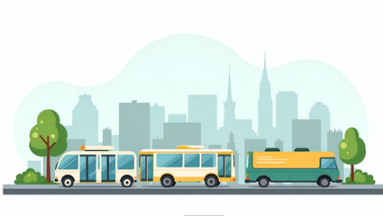 Eco-Friendly Urban Mobility: Cute Vector Illustrations of Sustainable Transport Solutions and Innovative Infrastructure for Modern Cities