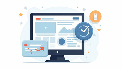 Dynamic Software Product Mockup: Modern Interface, Intuitive Navigation, Innovative Features - Enhance Tech Brand Engagement with Cute Vector Illustrations.