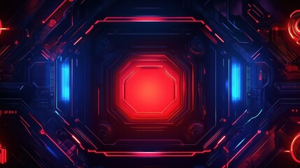 Background gaming abstract neon sci-fi themes cyberpunk red blue glowing dynamic technology wallpaper AI generated image illustration