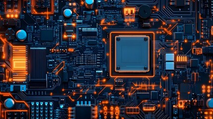 Fototapeta premium High-Tech Background Featuring Intricate Circuit Board Design