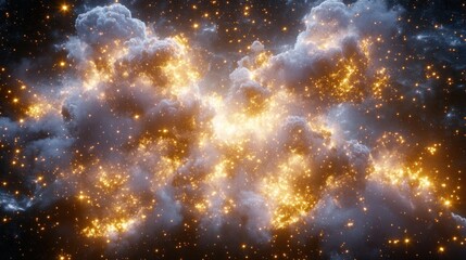 Naklejka premium An abstract image depicting celestial clouds and sparkling lights